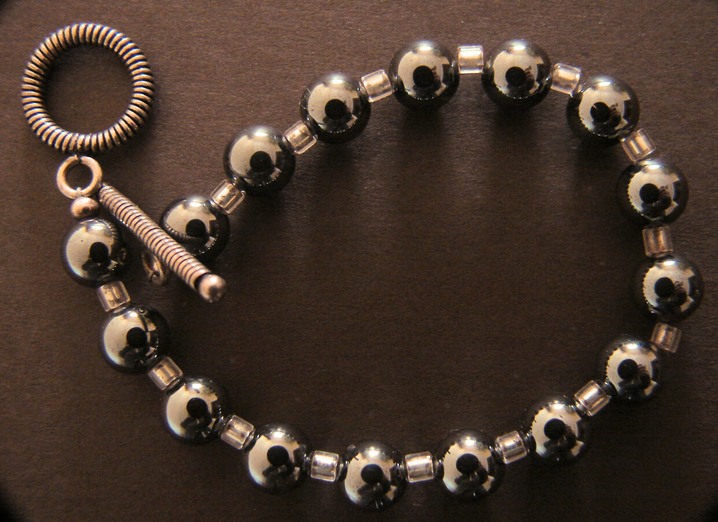 Hematite bracelet with toggle clasp