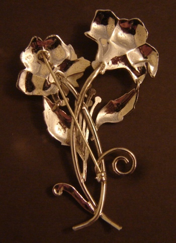 Art Nouveau large antique sterling silver brooch back