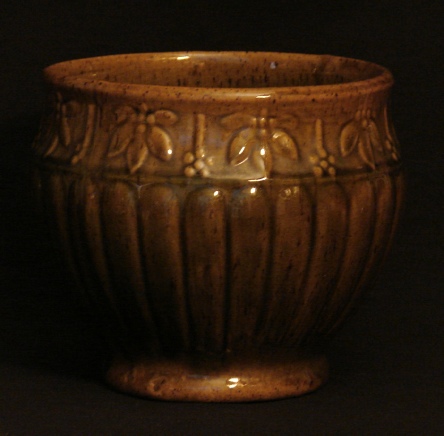 art pottery jardiniere with green glaze