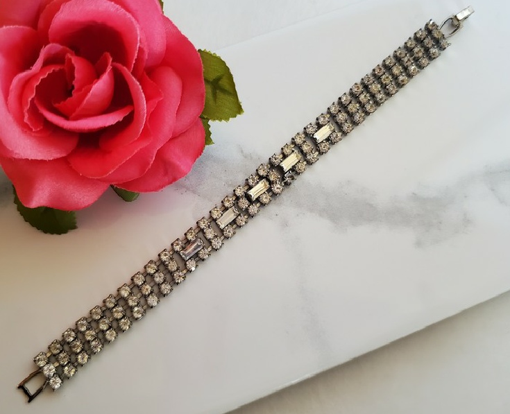 rhinestone silver-tone bracelet