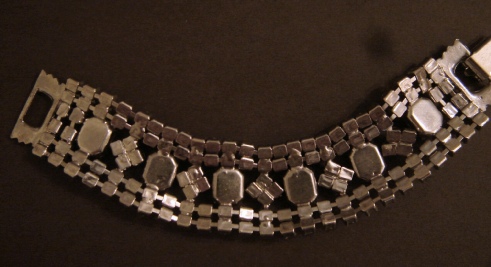 Coro earrings purple stones and rhinestones, possibly Juliana bracelet, back