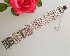 Gale marked Art Deco style wide rhinestone bracelet, back