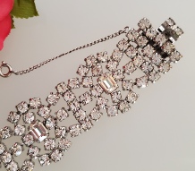 Gale marked Art Deco style wide rhinestone bracelet, clasp detail