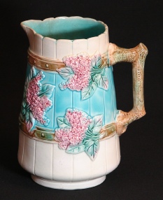 vintage Majolica pitche,  lilac flowers