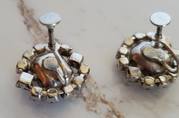 rhinestone screw back clip earrings, back